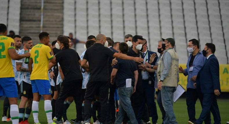 ANVISA officials on the Neo Quimica Arena pitch on Sunday Creator: NELSON ALMEIDA