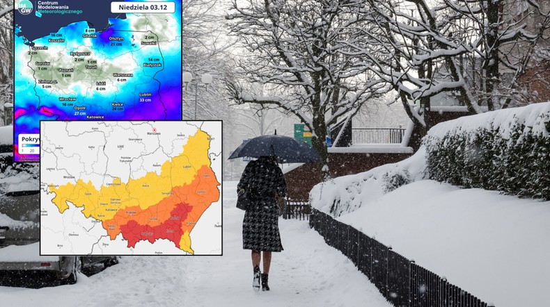 IMGW alarmuje. Czerwone alerty przed śnieżycą dla części kraju (mapy: IMGW)