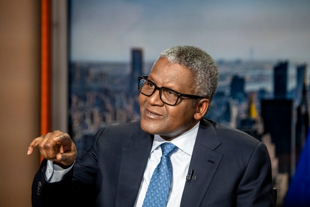 Aliko Dangote, president and chief executive officer of Dangote Group, during a Bloomberg Television interview in New York, US, on Monday, Sept. 23, 2024. [Getty Images]