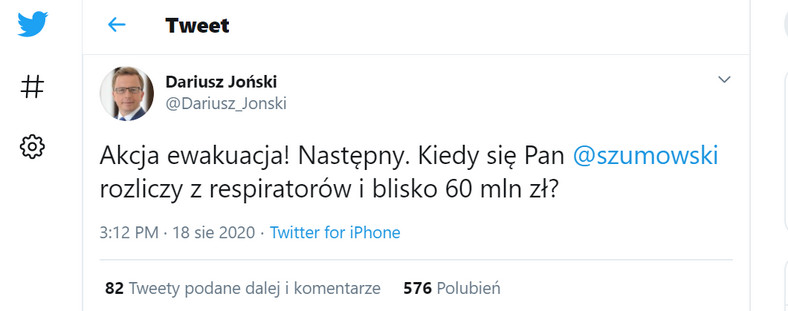 Dariusz Joński o dymisji ministra Szumowskiego