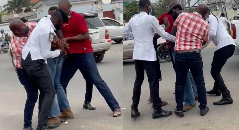 4 Ghana police officers struggle to arrest strong driver who allegedly beat them