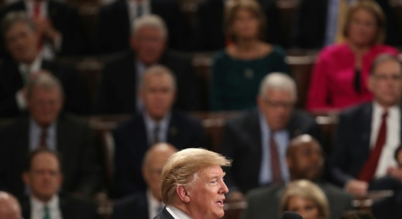 President Donald Trump delivers the State of the Union address in the chamber of the US House of Representatives