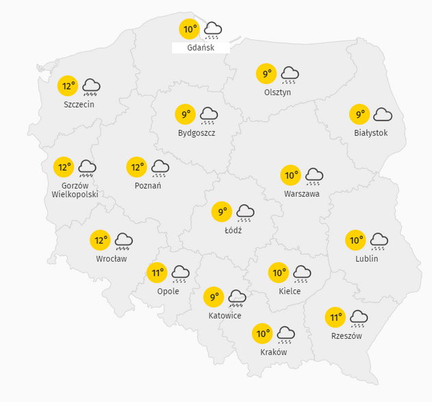 Pogoda w piątek, 30 października