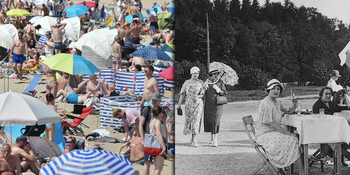 Dawniej i teraz. Niegdyś mekką polskiej (i nie tylko) bohemy był Truskawiec, położony na wzgórzach u podnóża Karpat Wschodnich. Na zdjęciu po prawej: kawiarnia na Pomiarkach w uzdrowisku Truskawiec na Kresach, 1933 r. 