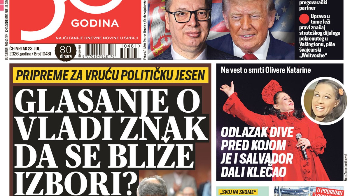Blic naslovna strana za 23.7.