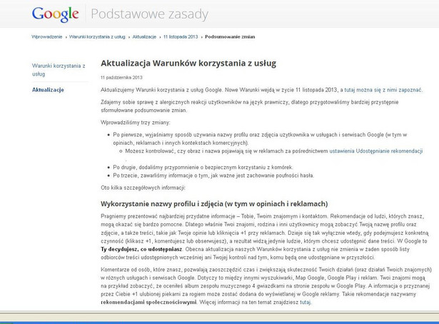 Nowe warunki korzystania z usług. Google przystępnie tłumaczy