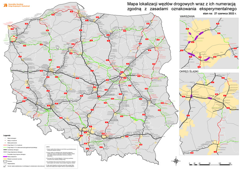 Mapa węzłów drogowych w Polsce