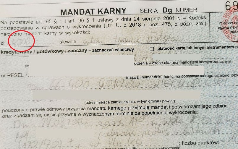 Mandat za prędkość w tzw. recydywie