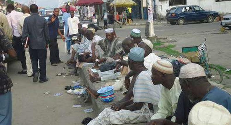 Beggars on the street of Kaduna following ban on begging and hawking in the state.