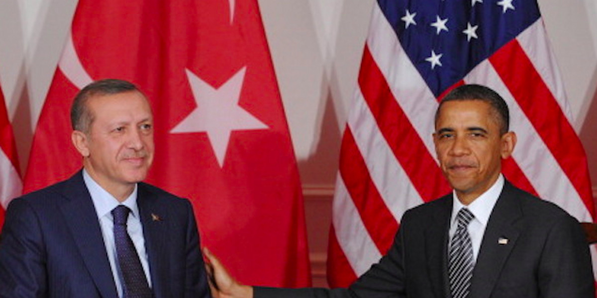 US President Barack Obama meets with Turkey's Prime Minister Recep Tayyip Erdogan during a bliateral meeting on September 20, 2011, at the Waldorf Astoria Hotel in New York.