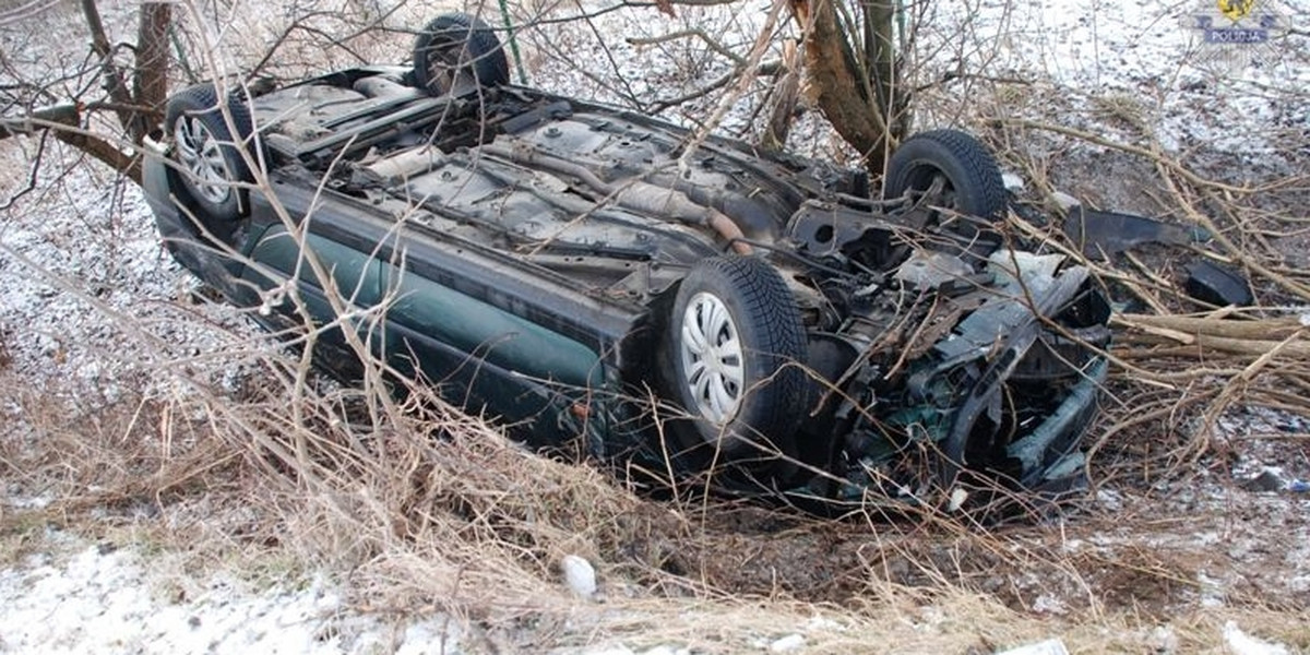 Renault wpadło do rowu