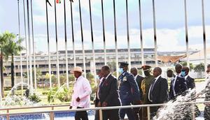 On arrival, President Yoweri Museveni was received at Jomo Kenyatta International Airport by a delegation from the Kenyan government led by Dr. Musalia Mudavadi, the Prime Cabinet Secretary