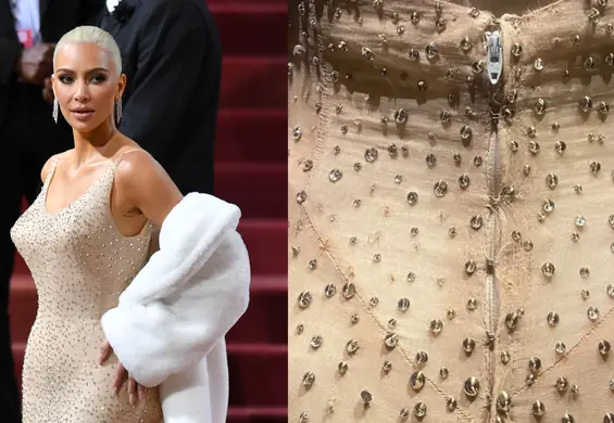 Kim Kardashian jednak uszkodziła bezcenną suknię Marilyn Monroe [zdjęcia]