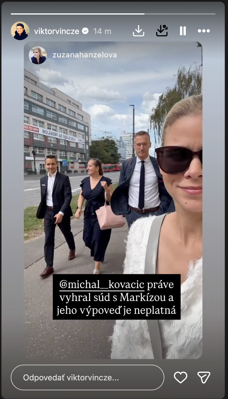 Vincze okamžite zdieľal príspevok o verdikte súdu. 