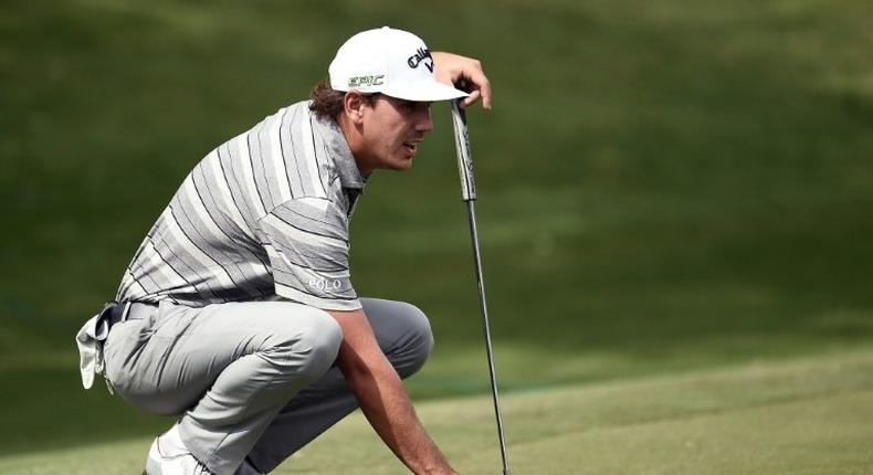 Kelly Kraft of the US lines up a putt on the 16th green during round one of the Dean & DeLuca Invitational, at Colonial Country Club in Fort Worth, Texas, on May 25, 2017