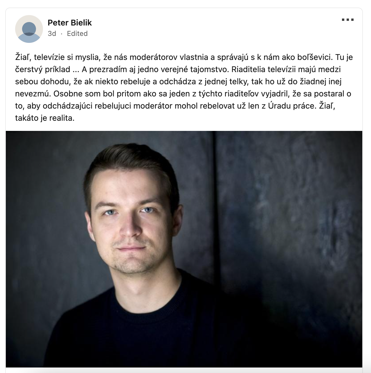 Bývalý moderátor TA3 Peter Bielik reagoval na kauzu okolo Viktora Vinczeho.