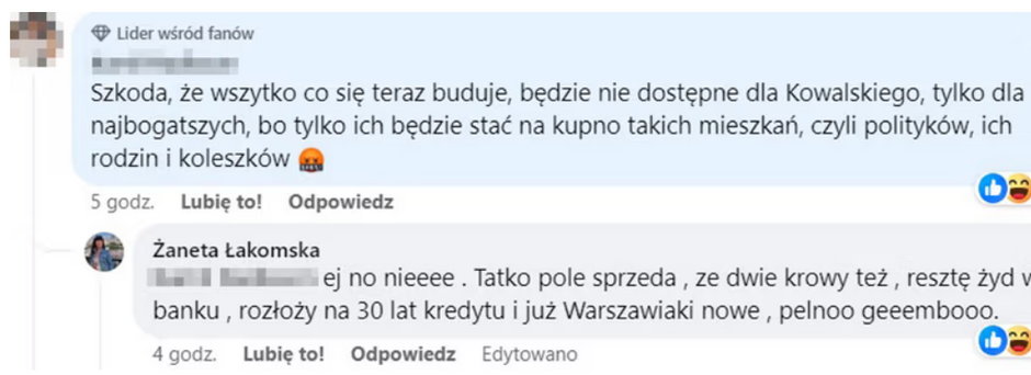 Wpis Żanety Łakomskiej (screen)