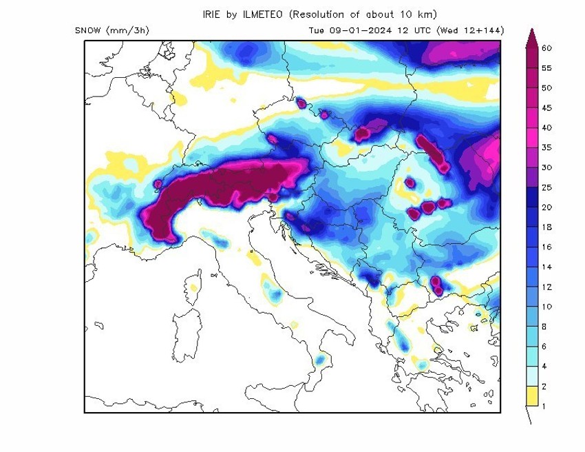 Visina snega u utorak 9. januara