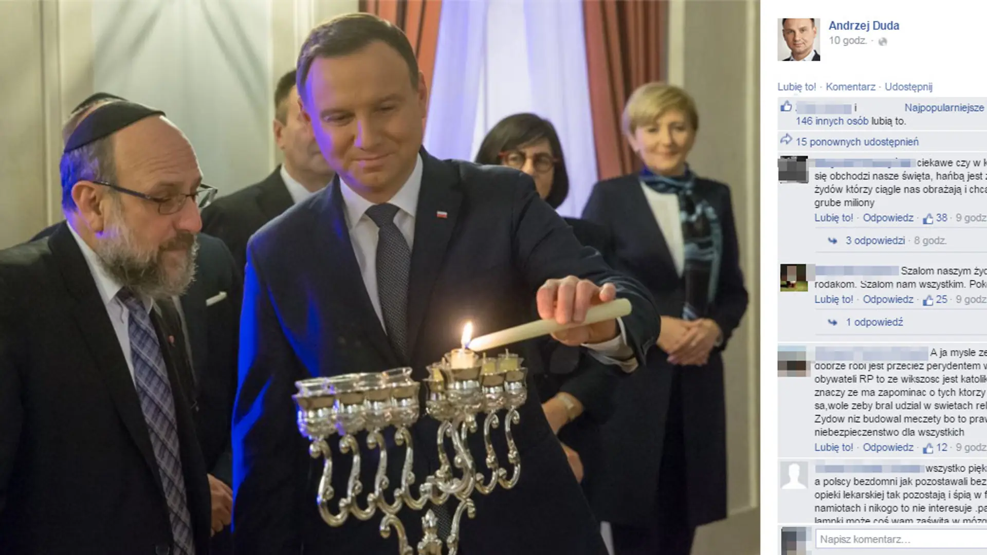 Andrzej Duda obchodził Chanukę w Pałacu - komentarze jego wyborców są szokujące