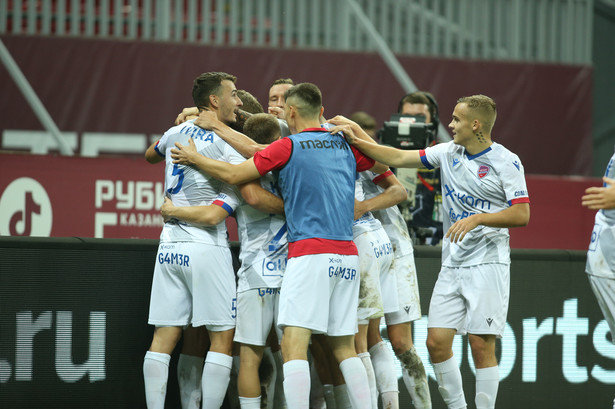 Radość piłkarzy Rakowa Częstochowa po wygranej w Kazaniu
