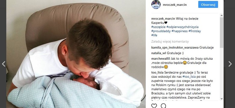 Marcin Mroczek po raz drugi został tatą. Kacperka pokazał na Instagramie