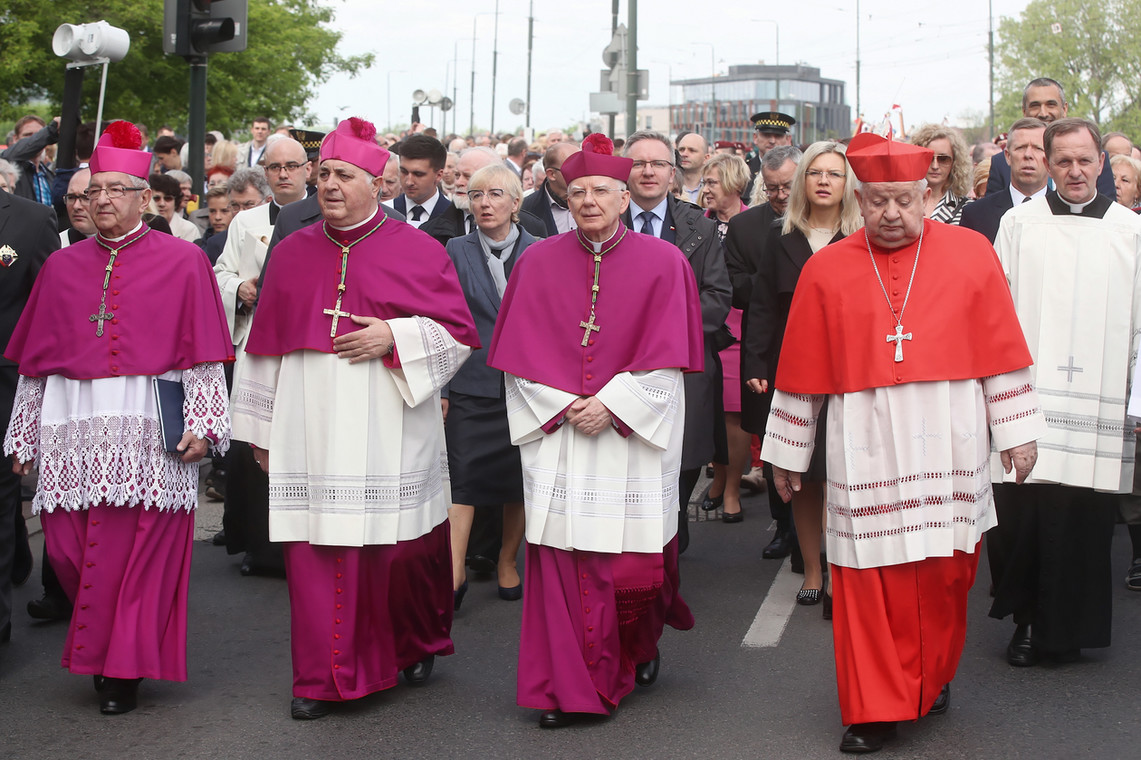Abp Sławoj Leszek Głódź, abp Salvatore Pennacchio, abp Marek Jędraszewski, kard. Stanisław Dziwisz, Kraków 12.05.2019 r.