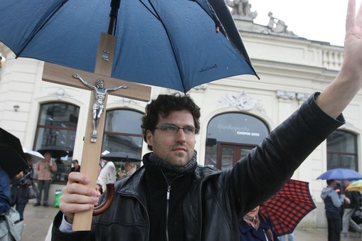 Mariusz Bulski, jeden z obrońców krzyża