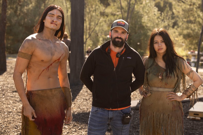 Dakota Beavers, Dan Trachtenberg i Amber Midthunder na planie "Predator: Prey"