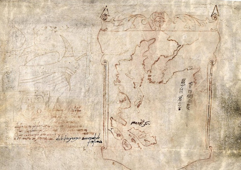 "Mapa ze statkiem", która znajduje się w amerykańskiej Bibliotece Kongresu