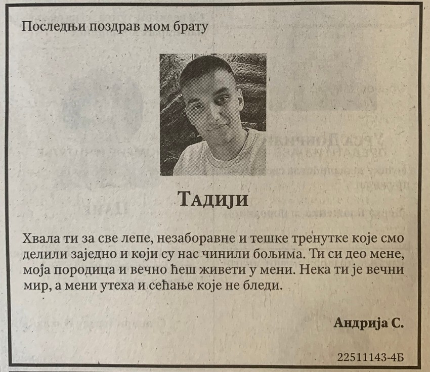 Drug se oprašta od Tadije Pantića