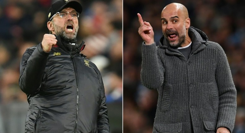 Liverpool manager Jurgen Klopp (left) and Manchester City boss Pep Guardiola