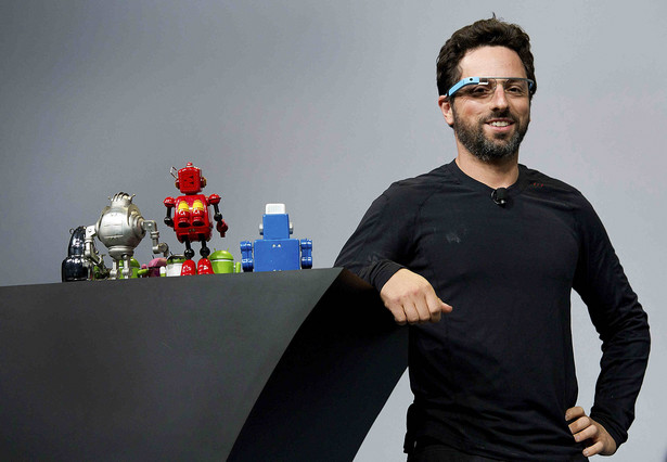 Sergey Brin w Google Glass podczas I/O Google