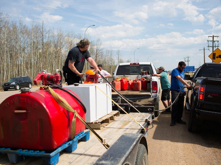 Residents are using unconventional methods to get fuel to stranded vehicles.