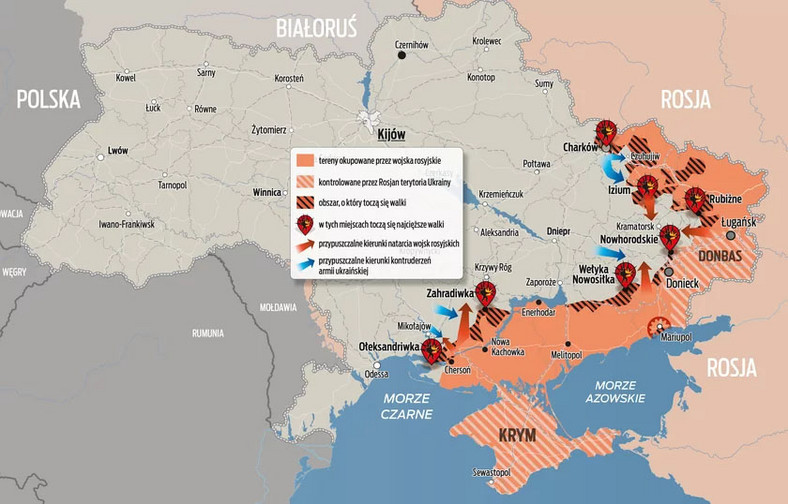 Mapa poglądowa obecnej sytuacji w Ukrainie