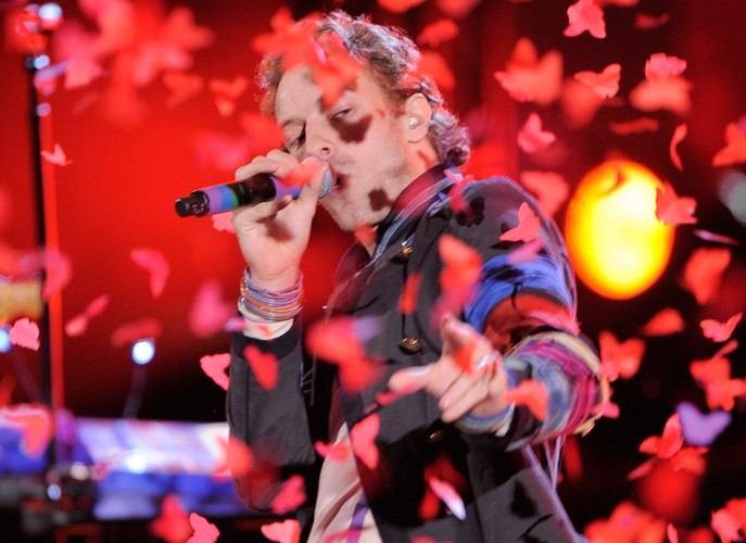 Chris Martin i Coldplay na gali MTV Movie Awards 2008