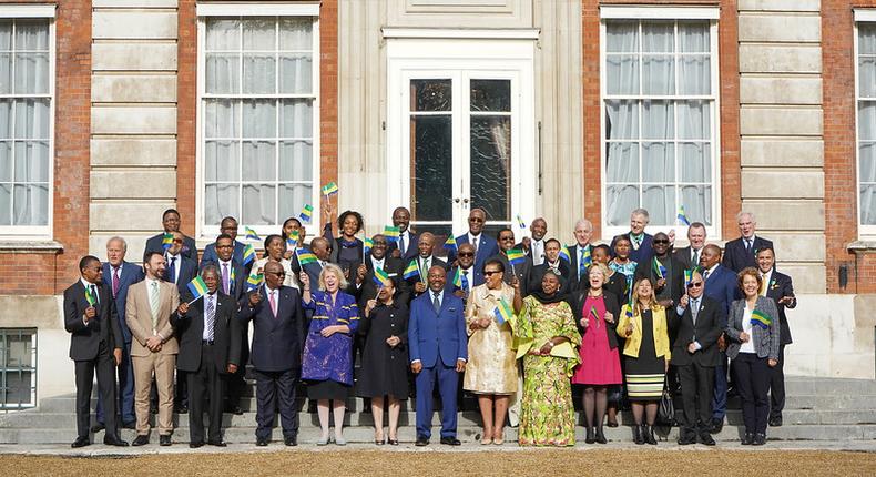 Commonwealth officially welcomes Gabon during a flag-raising ceremony at the Commonwealth Headquarters, Marlborough House on October 17, 2022