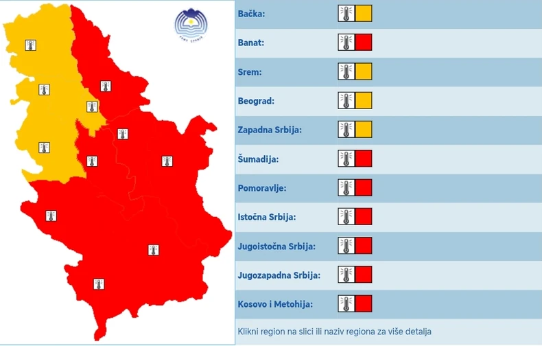 Meteoalarm za petak