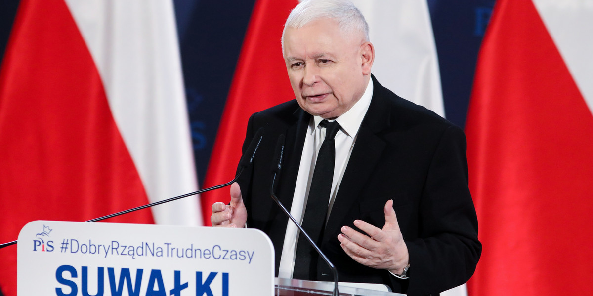 Jarosław Kaczyński podczas spotkania w Suwałkach.