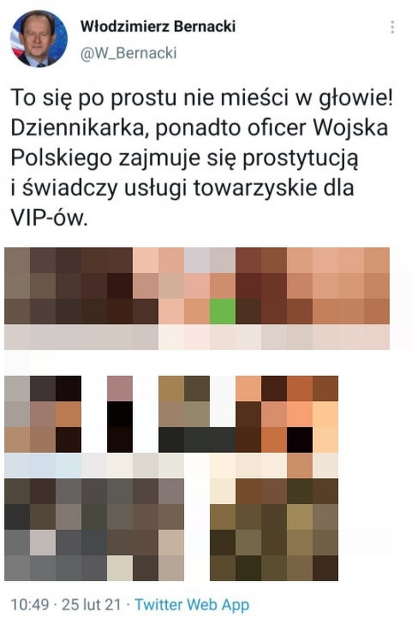 "Dziennikarka i oficer wojska zajmuje się prostytucją" - dziwny wpis koncie senatora PiS na Twitterze.