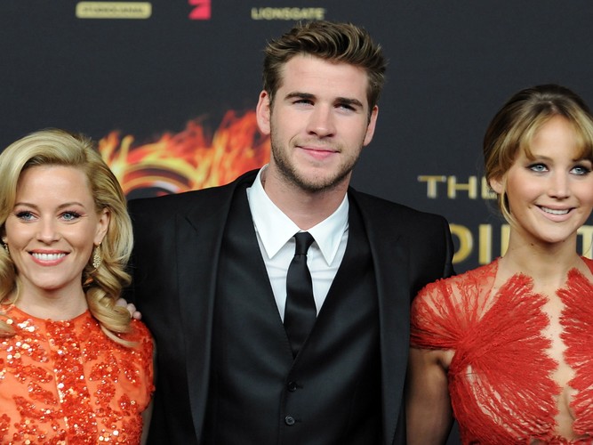 Elizabeth Banks, Liam Hemsworth i Jennifer Lawrence