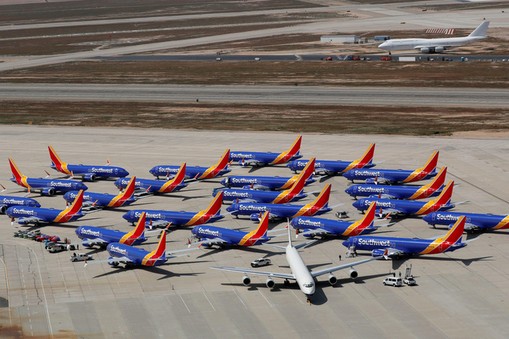 FILE PHOTO: FILE PHOTO: A number of grounded Southwest Airlines Boeing 737 MAX 8 aircraft are shown 