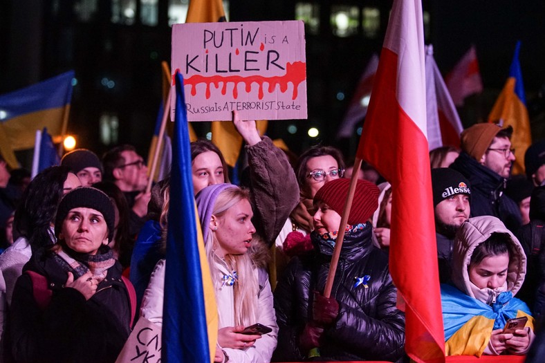 Antywojenny protest w pierwszą rocznicę agresji Rosji na Ukrainę, Gdańsk