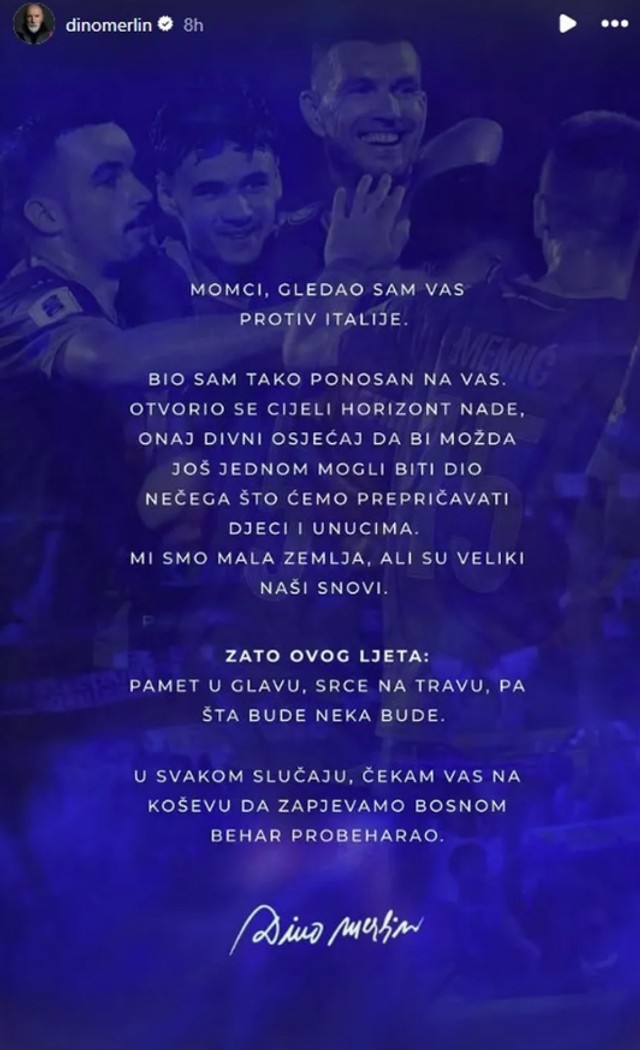 Dino Merlin podržao fudbalsku reprezentaciju 