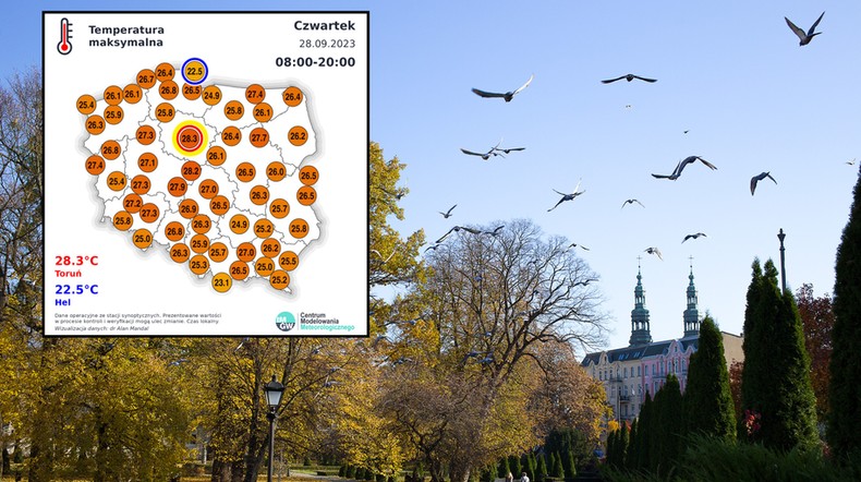 Ekstremalne ciepło nad Polską. Temperatura bije rekordy (mapa: IMGW)