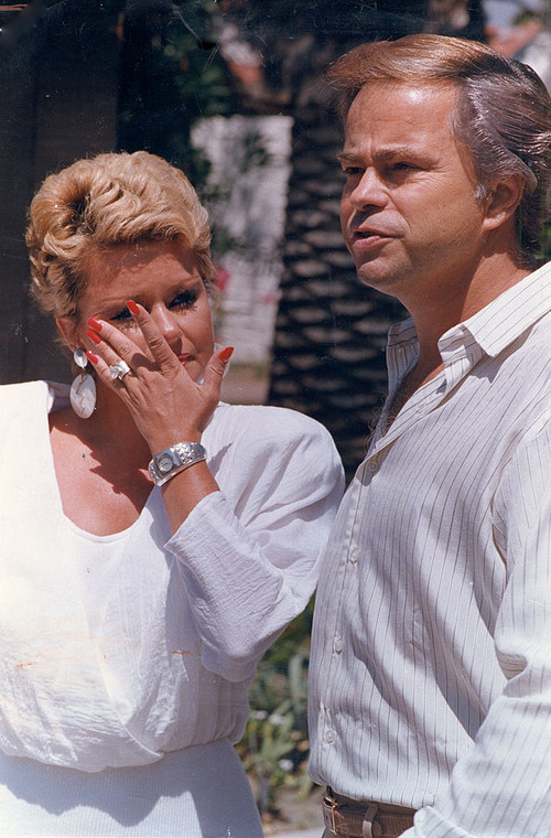 Tammy Faye i Jimm Bakker w 1988 r. podczas spotkania z dziennikarzami