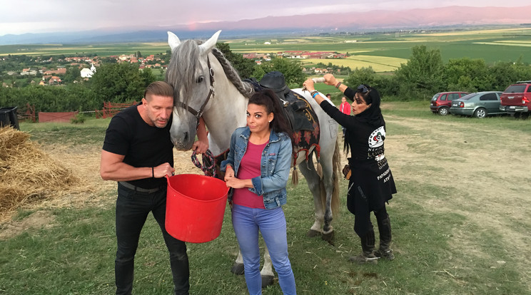 A hőség miatt különösen odafigyeltek a lovakra Pintér Tiborék: párja, Ilyés Jennifer és Papadimitriu Athina is segített hűteni az állatokat
