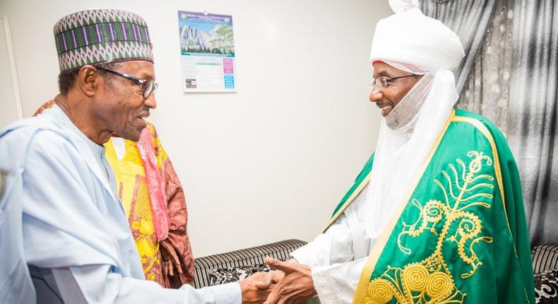 President Buhari (L) and the Emir of Kano, Sanusi Lamido Sanusi (R) 