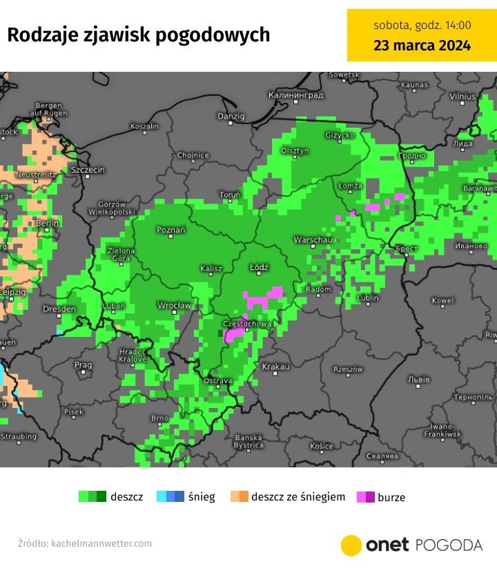 W całym kraju nie zabraknie opadów. Lokalnie przejdą nawet burze