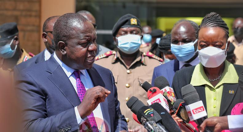 Interior CS Fred Matiang'i and Energy CS Monica Juma meets security officials