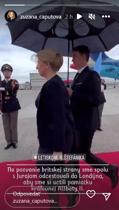 Čaputová odcestovala do Londýna.